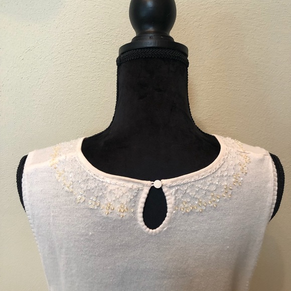 🌻Old Navy bead ivory sleeveless crewneck XXL - Picture 3 of 6